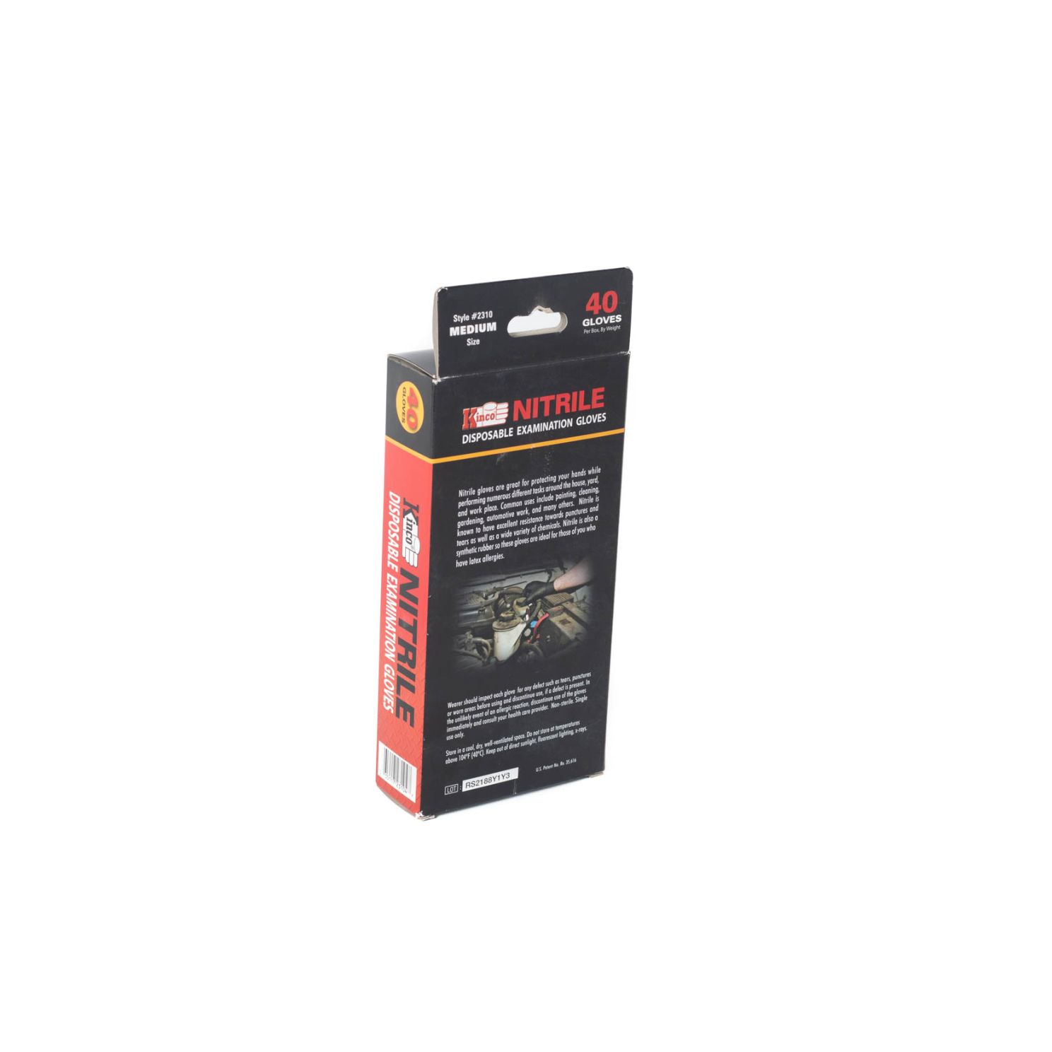 Kinco Black Nitrile Disposable Safety Gloves Medium