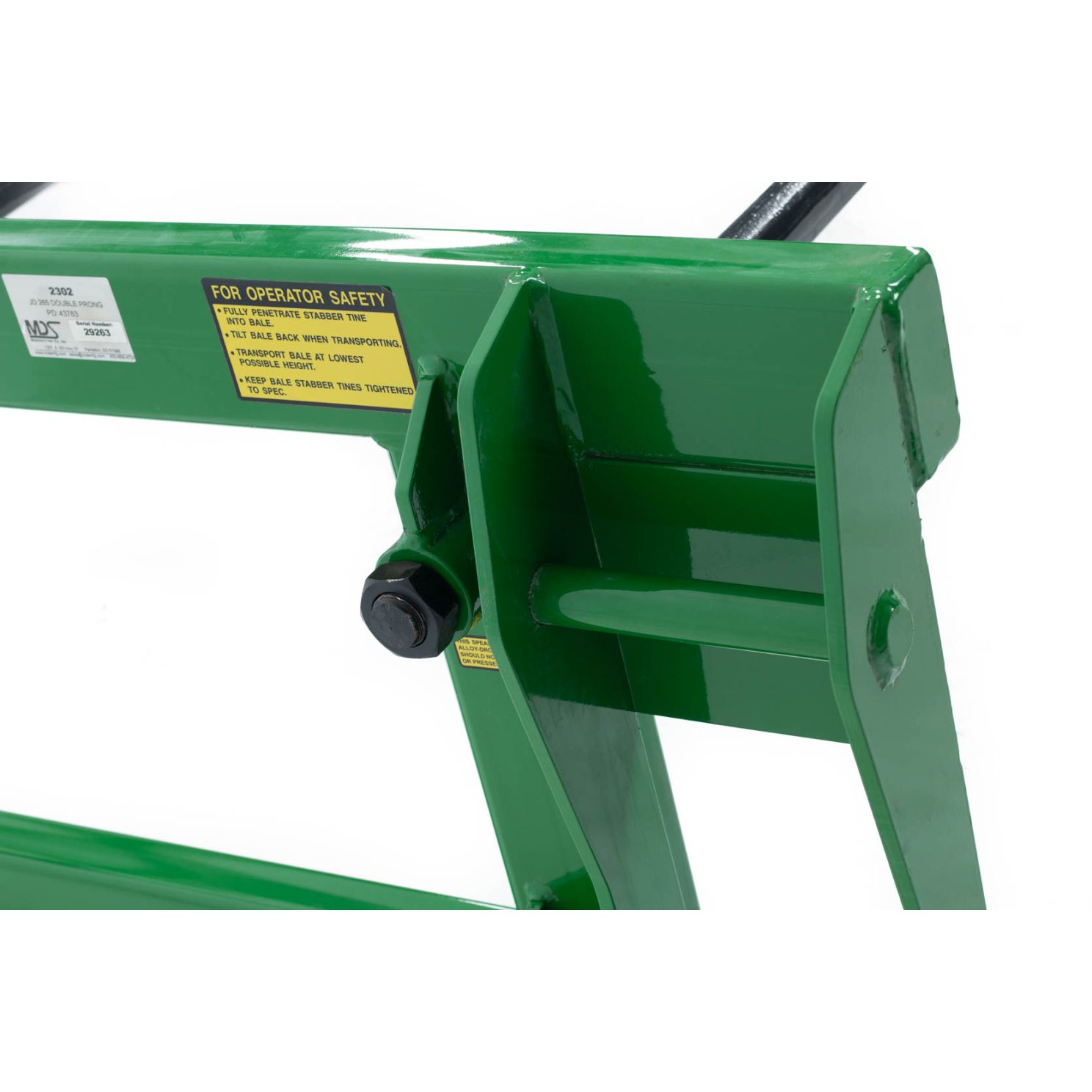 MDS 2302 Double Tine Round Bale Hay Spear fits John Deere