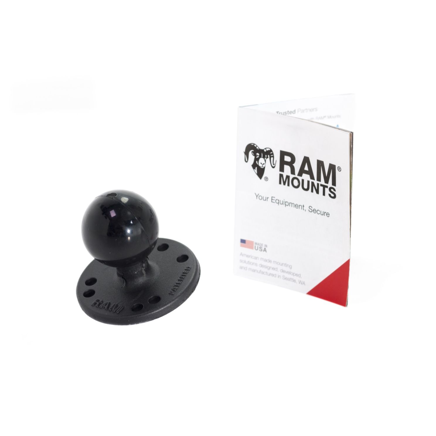 Ram 1.5" C Ball 4 Hole AMPS Adapter with Round Plate RAM-202CU